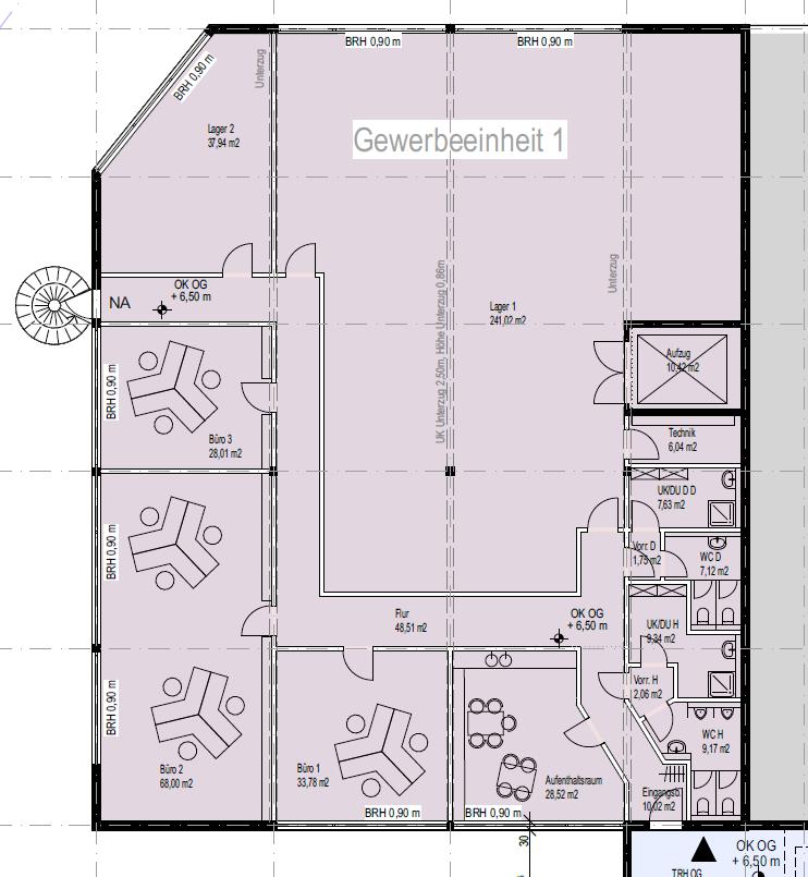 Grundriss 01 OG Halle / Lager / Produktion N�rnberg