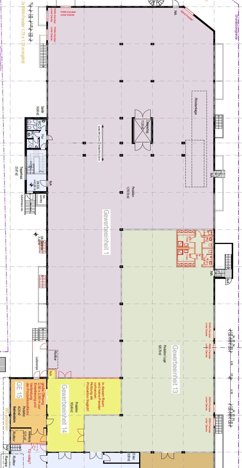 Grundriss EG Halle / Lager / Produktion N�rnberg
